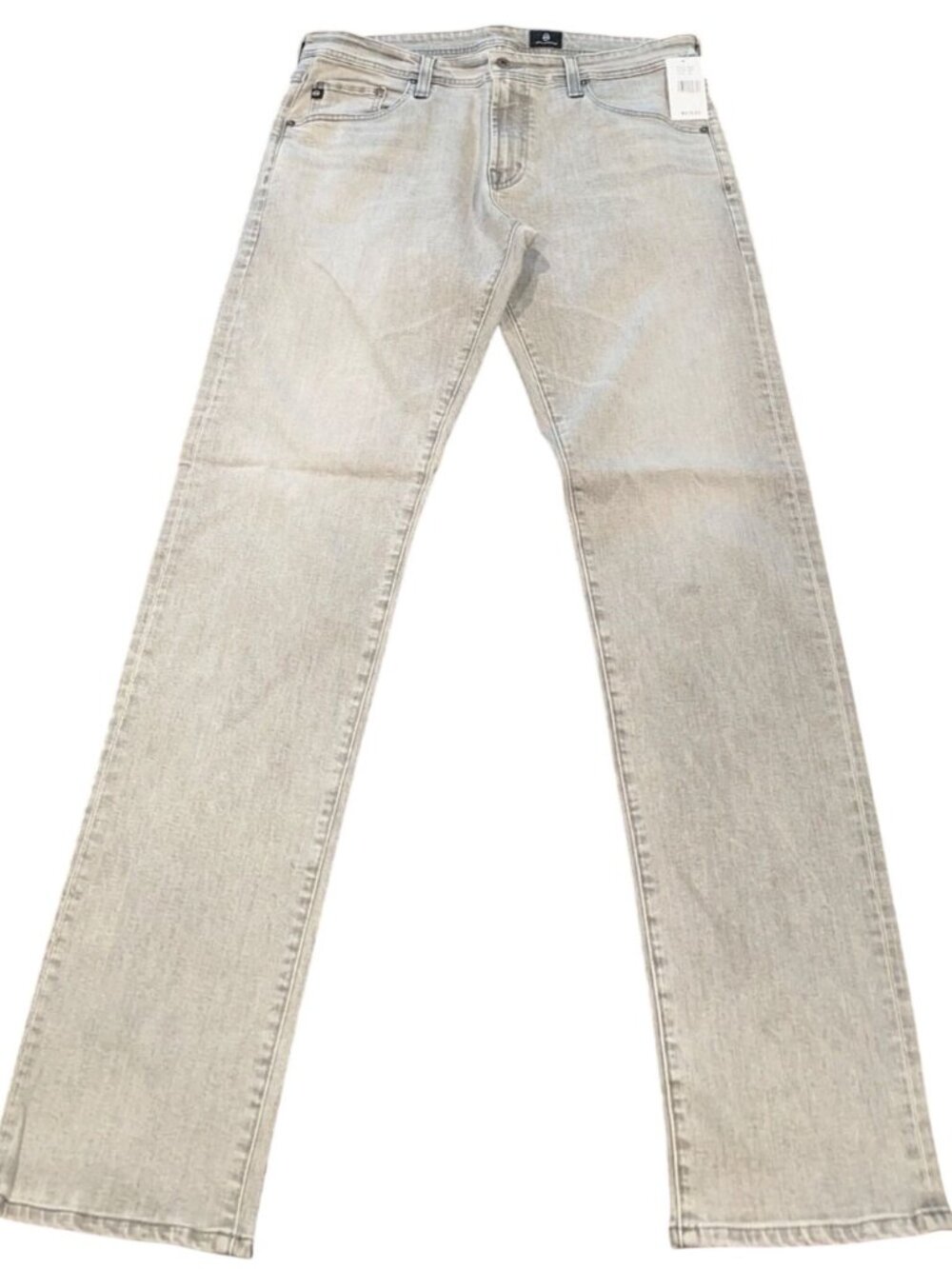 AG Tellis Slim Jean Mens 32x34 Light Gray Ruff Distressed Stretch Grunge Denim